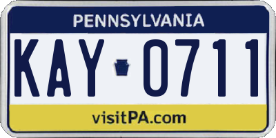 PA license plate KAY0711