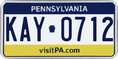 PA license plate KAY0712