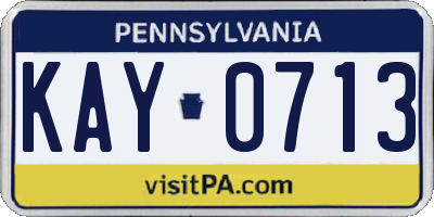 PA license plate KAY0713
