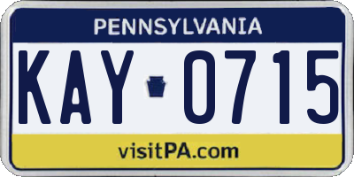 PA license plate KAY0715