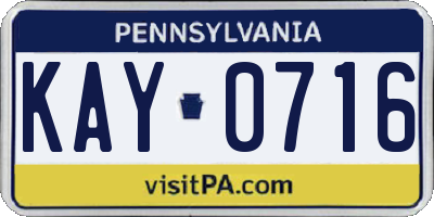PA license plate KAY0716