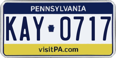 PA license plate KAY0717