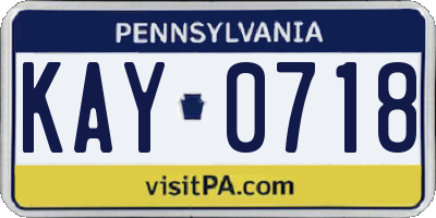 PA license plate KAY0718
