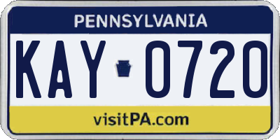 PA license plate KAY0720