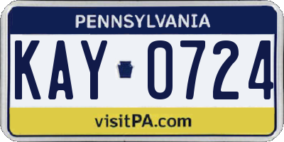 PA license plate KAY0724