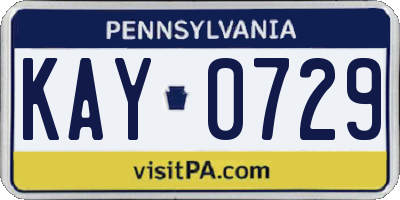 PA license plate KAY0729
