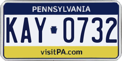 PA license plate KAY0732