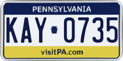 PA license plate KAY0735