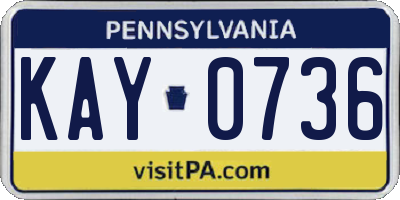 PA license plate KAY0736