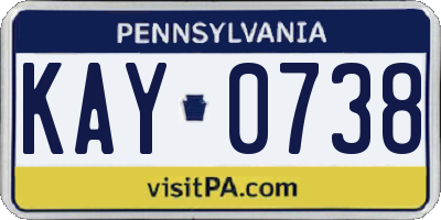 PA license plate KAY0738
