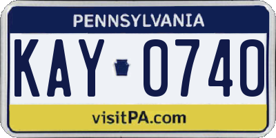 PA license plate KAY0740