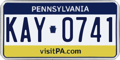 PA license plate KAY0741