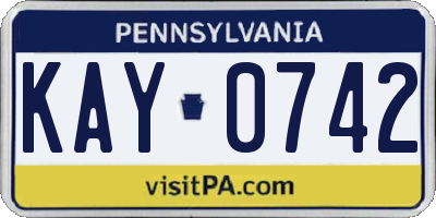 PA license plate KAY0742