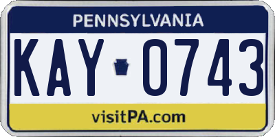 PA license plate KAY0743