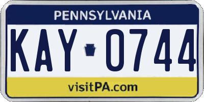 PA license plate KAY0744