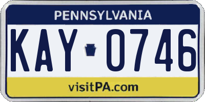 PA license plate KAY0746