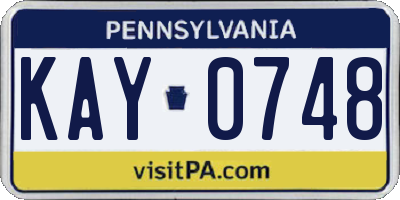 PA license plate KAY0748