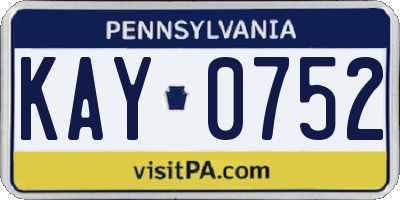 PA license plate KAY0752