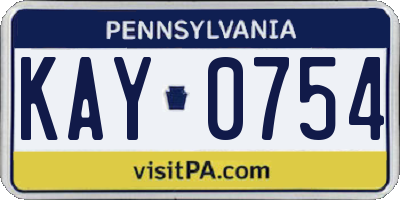 PA license plate KAY0754