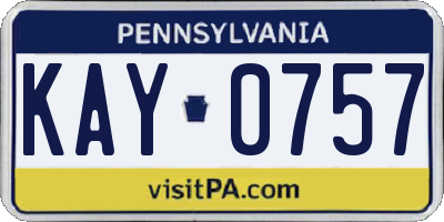 PA license plate KAY0757