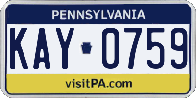 PA license plate KAY0759