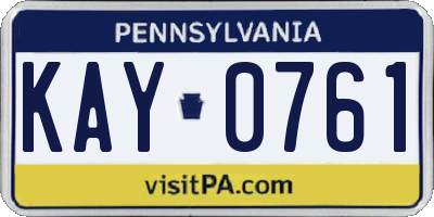 PA license plate KAY0761
