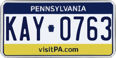 PA license plate KAY0763