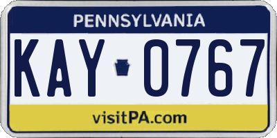 PA license plate KAY0767
