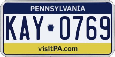 PA license plate KAY0769