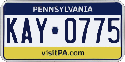PA license plate KAY0775