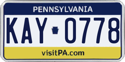 PA license plate KAY0778