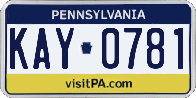 PA license plate KAY0781