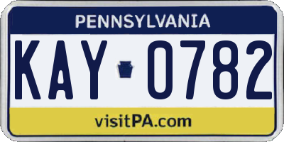 PA license plate KAY0782