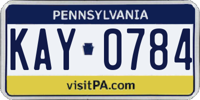 PA license plate KAY0784
