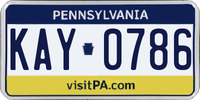 PA license plate KAY0786