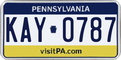 PA license plate KAY0787