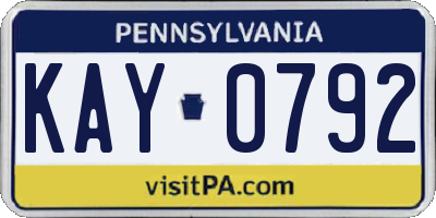 PA license plate KAY0792