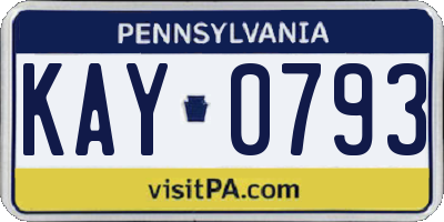 PA license plate KAY0793