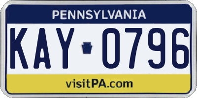 PA license plate KAY0796