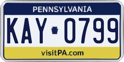 PA license plate KAY0799