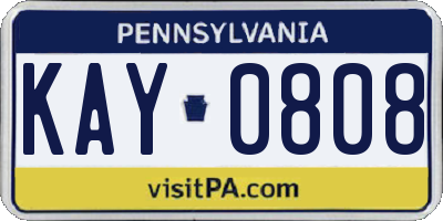 PA license plate KAY0808