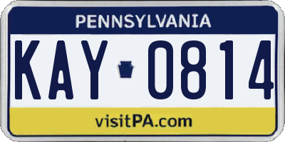 PA license plate KAY0814