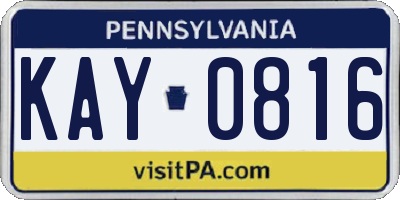 PA license plate KAY0816