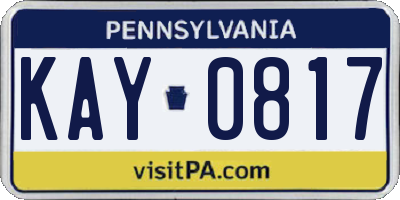PA license plate KAY0817