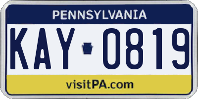 PA license plate KAY0819