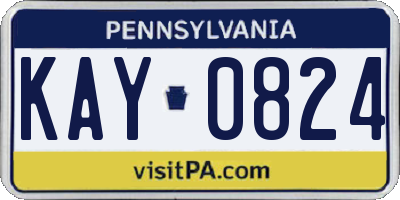 PA license plate KAY0824
