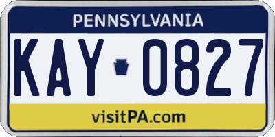 PA license plate KAY0827