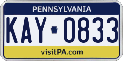 PA license plate KAY0833
