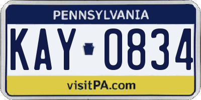 PA license plate KAY0834