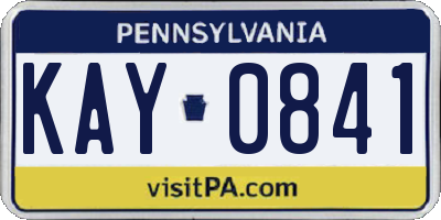 PA license plate KAY0841